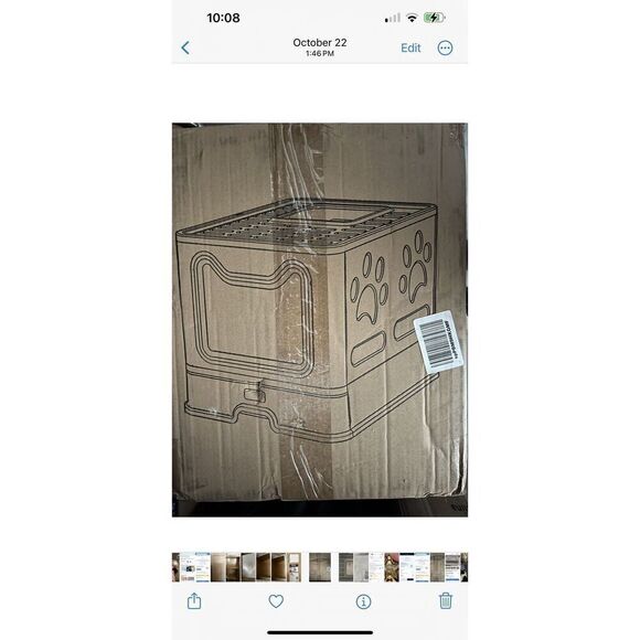 MSP-09 Generic Large Foldable Cat Litter Box with Lid Gray New - Picture 1 of 2